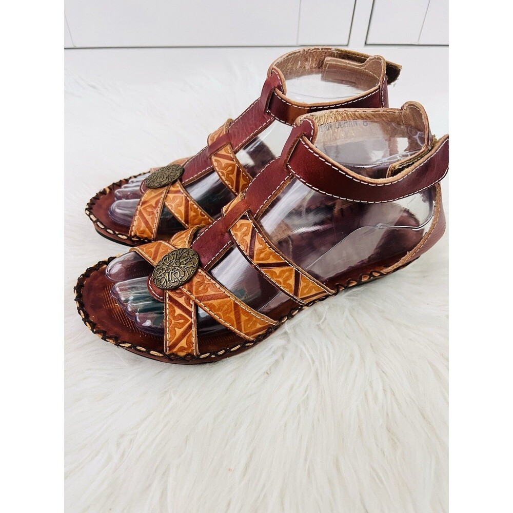 Elite by Corkys Indian Ocean Brown Leather Strappy Gladiator Boho Sandals Sz 6